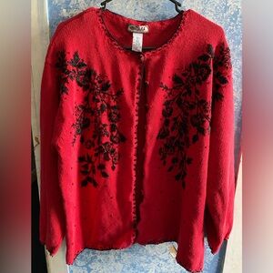 Tiara size 2x red button down sweater